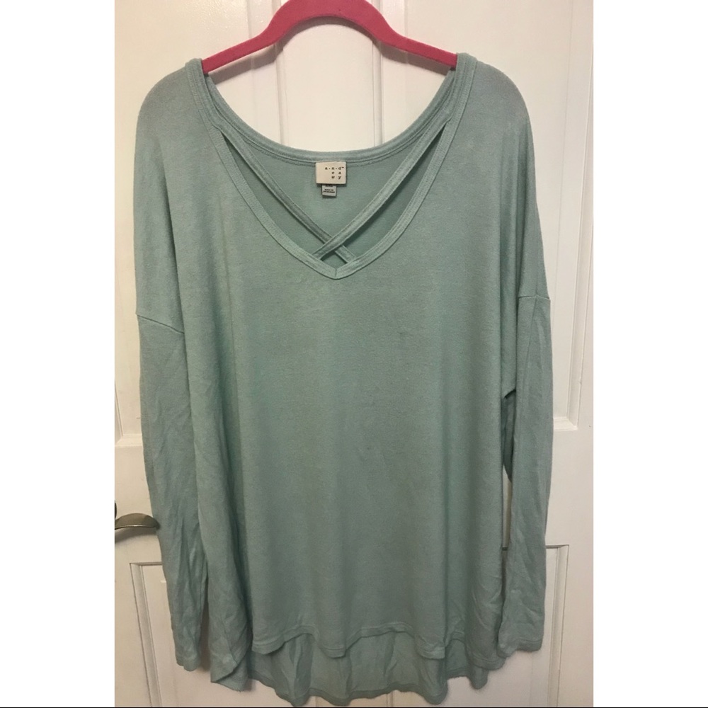 Mint Green Long Sleeve Blouse